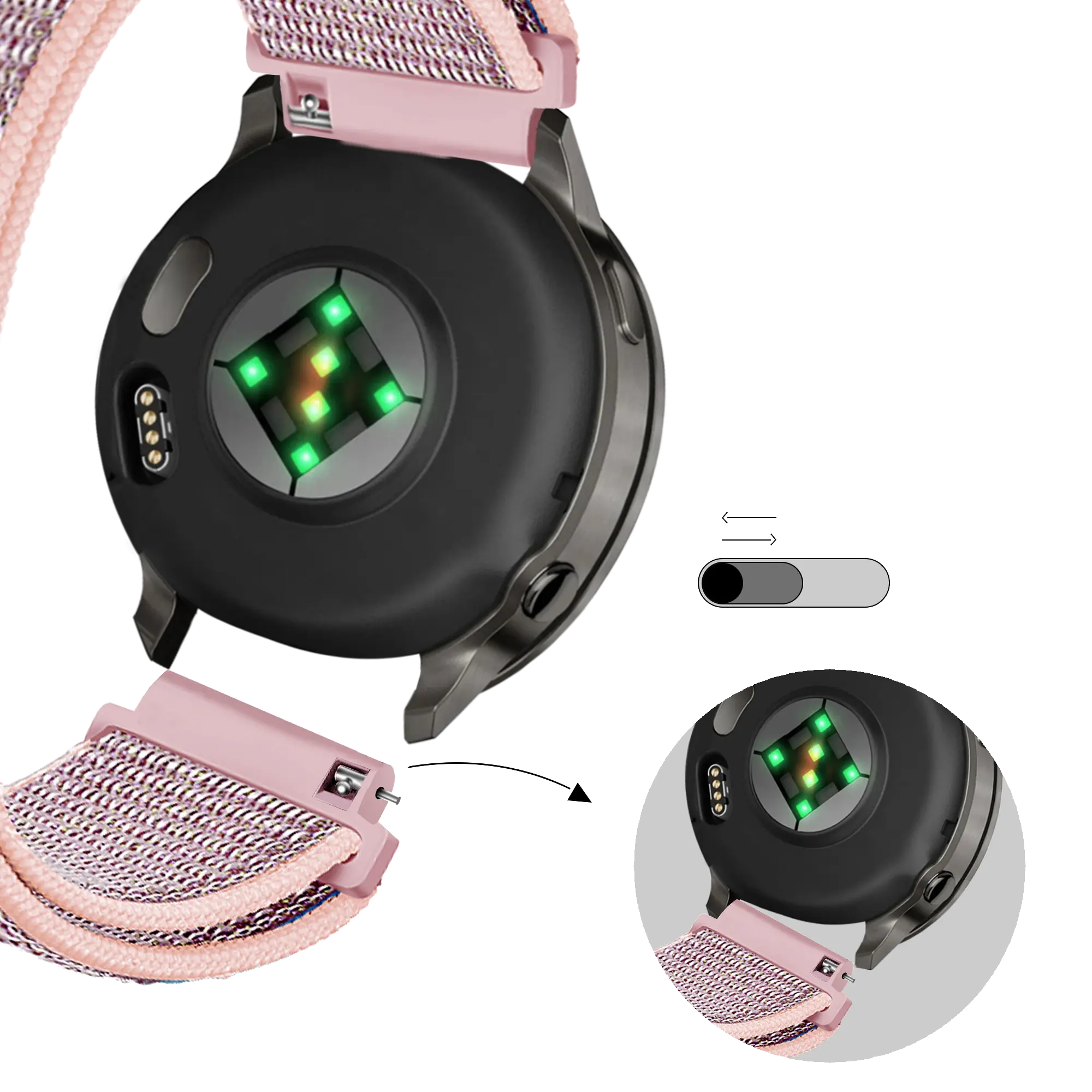 Bandz Garmin Vivomove 3s Nylon Loop Strap (Pink Sand)