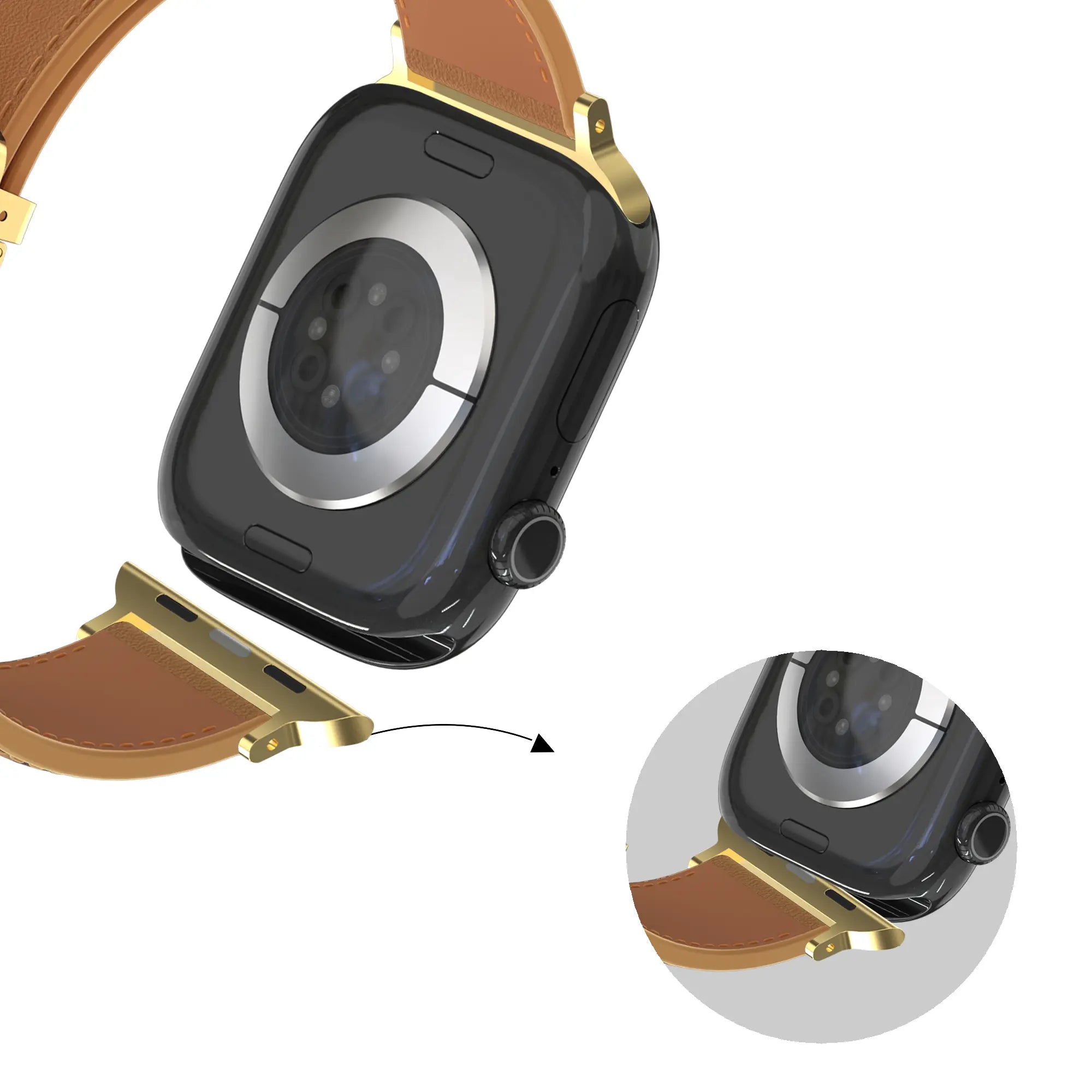 Bandz Apple Watch Leather Strap 'D-Type' (Milk Tea)