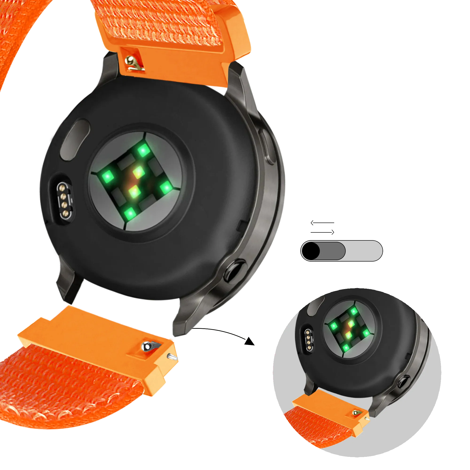 Bandz Garmin Vivomove Trend Nylon Loop Strap (Orange)