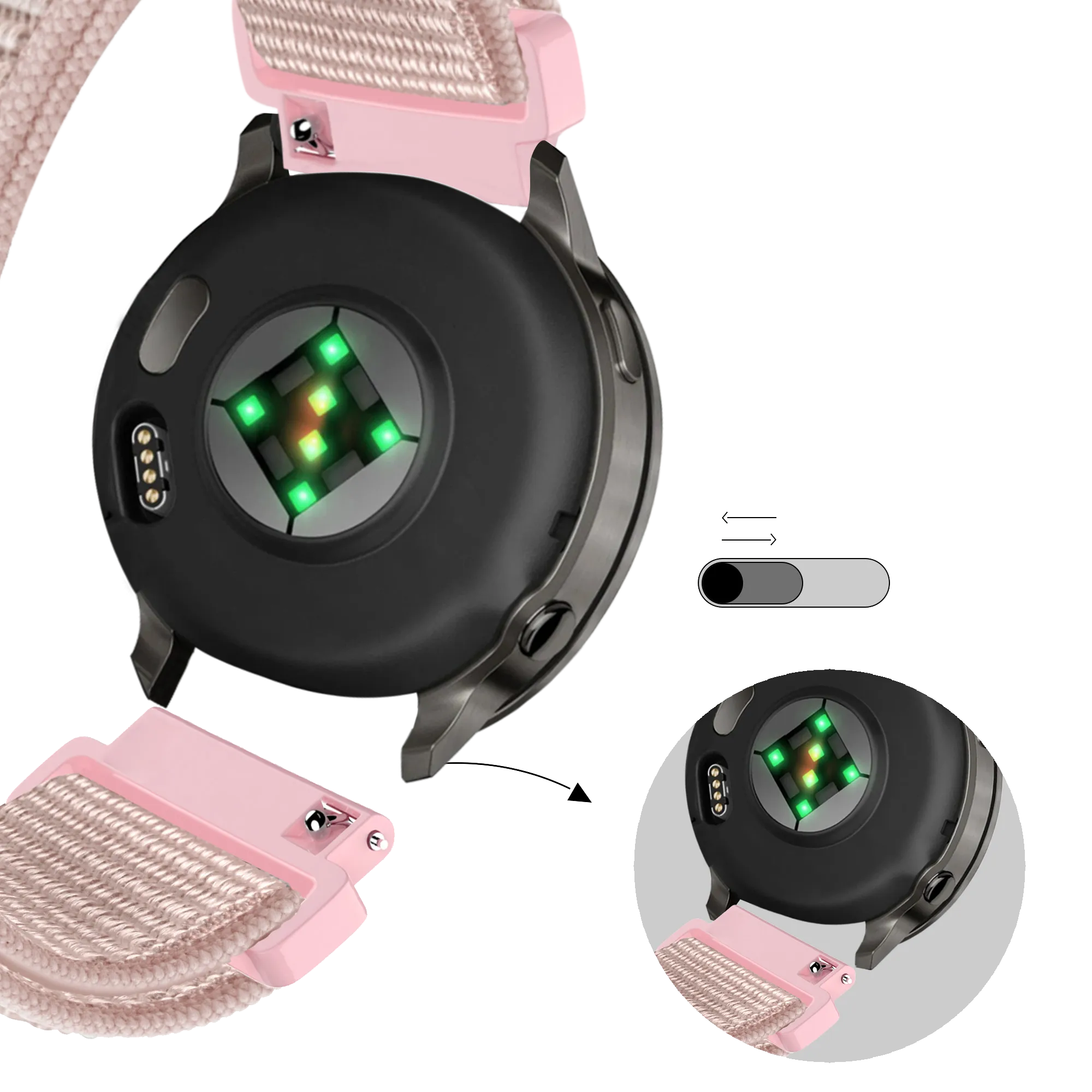 Bandz Garmin Vivoactive 4s Nylon Loop Strap (Rose Gold)