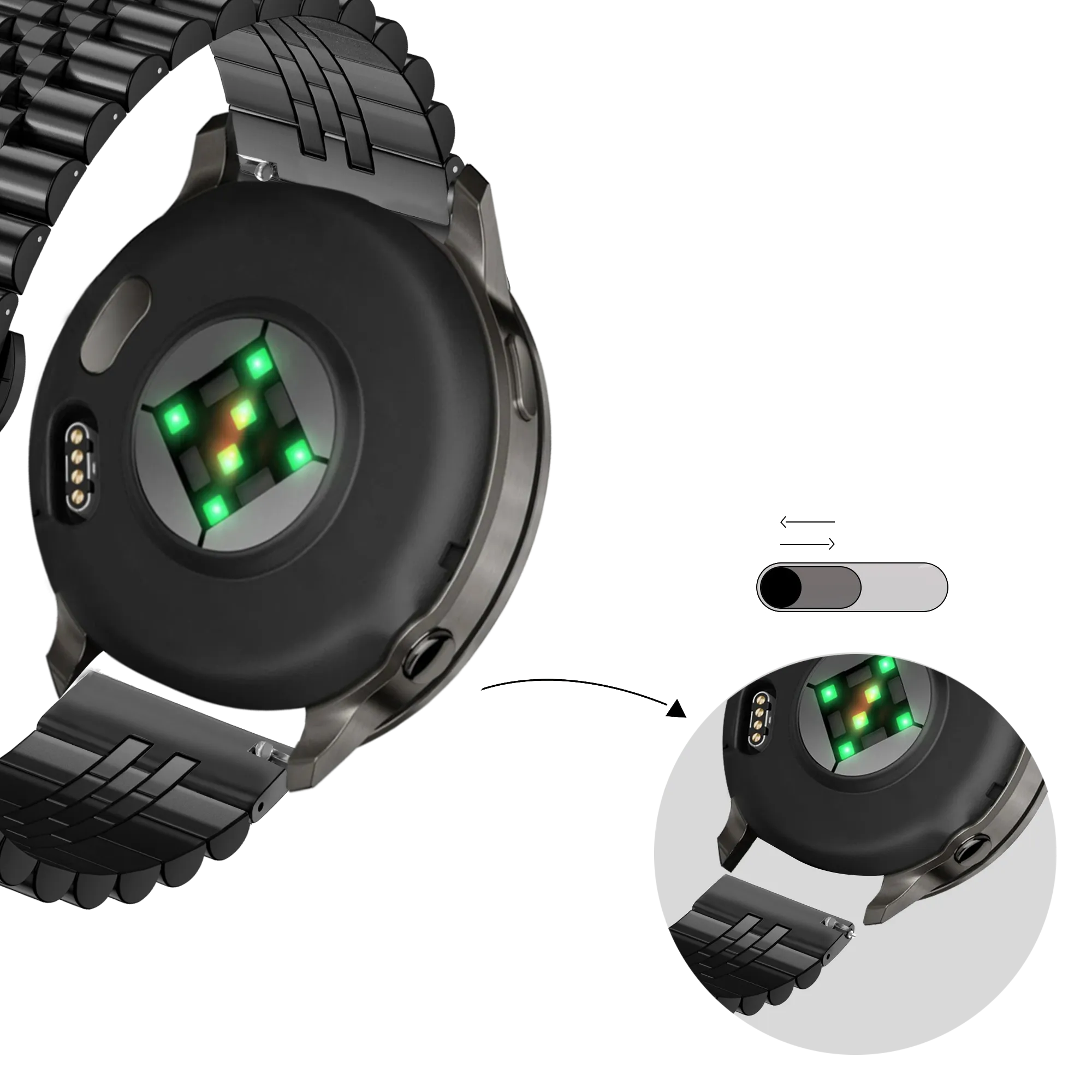 Bandz Garmin Vivomove Sport Steel Strap 'Jubilee' (Black)