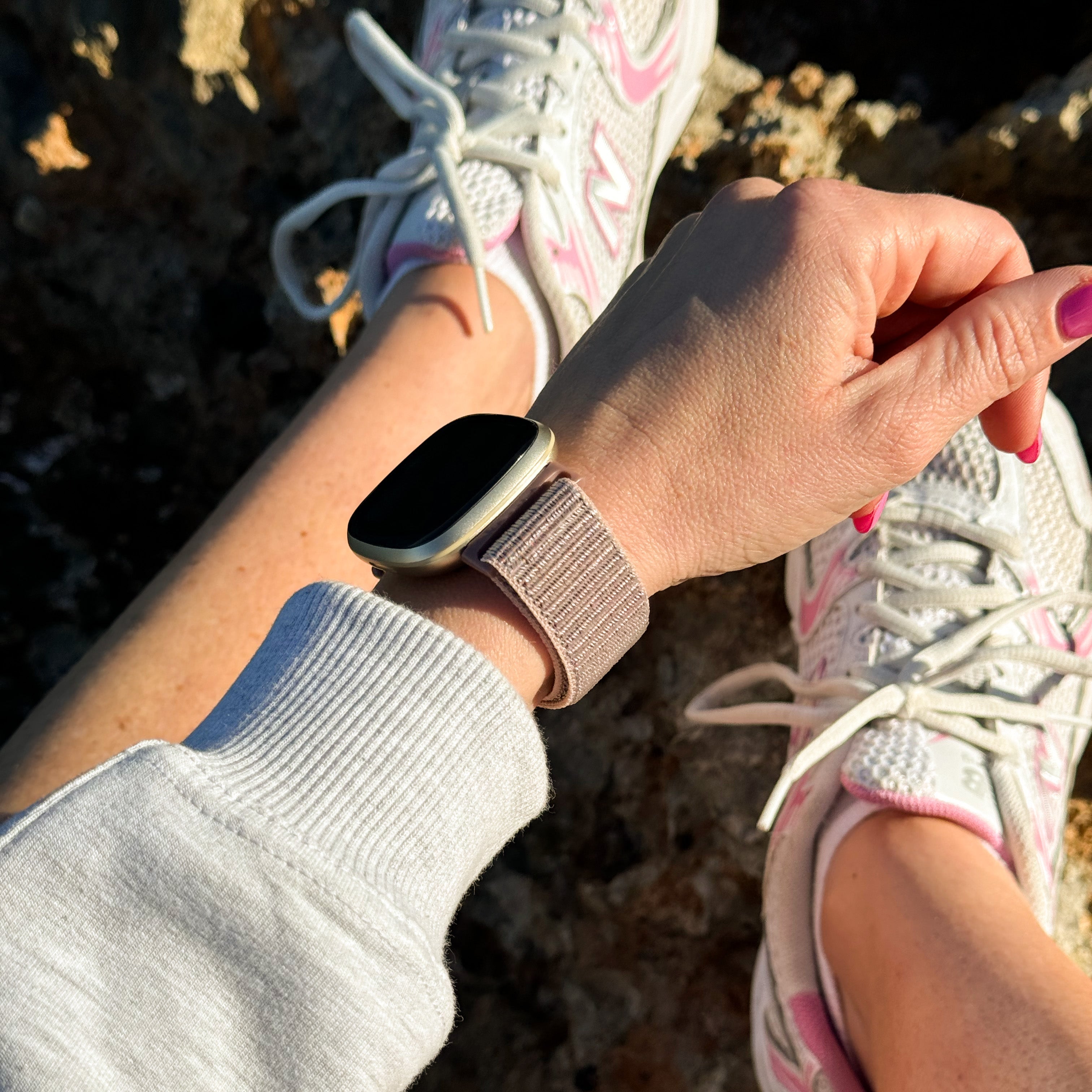 Fitbit Sense Nylon Strap (Grey/Pink)