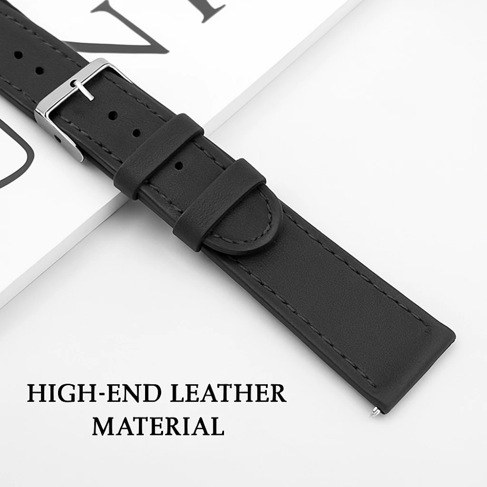 Watch Strap Modern Leather 22mm - Quick Release (Black)