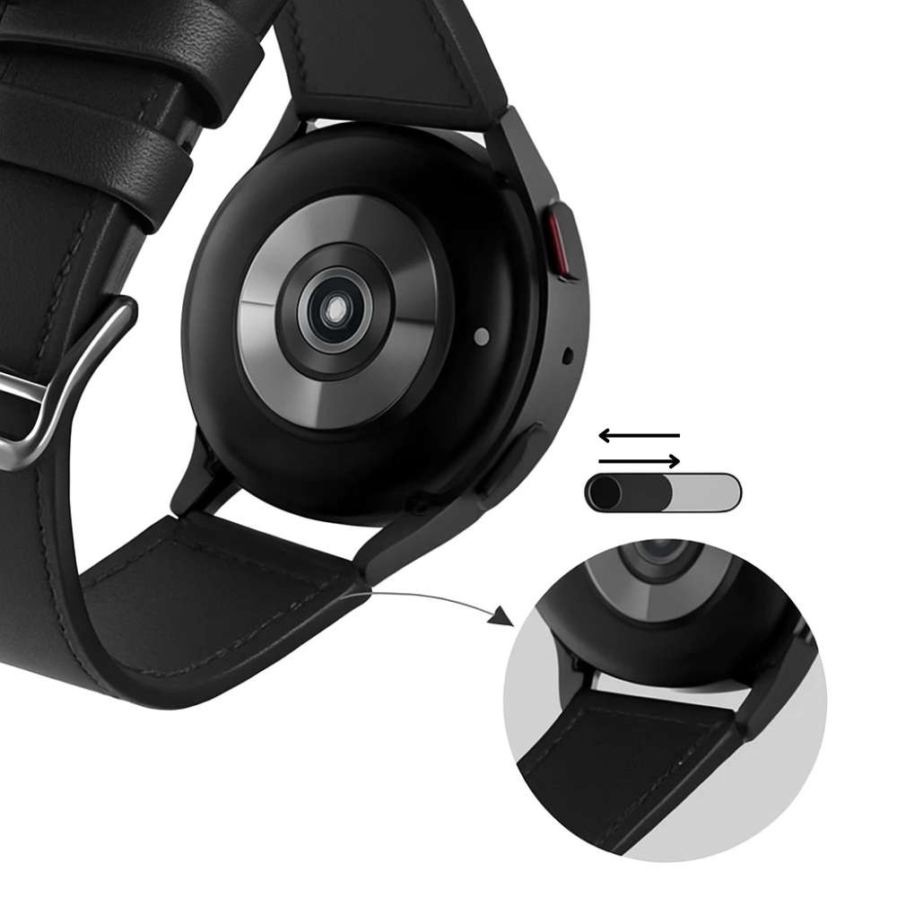 Watch Strap Modern Leather 22mm - Quick Release (Black)
