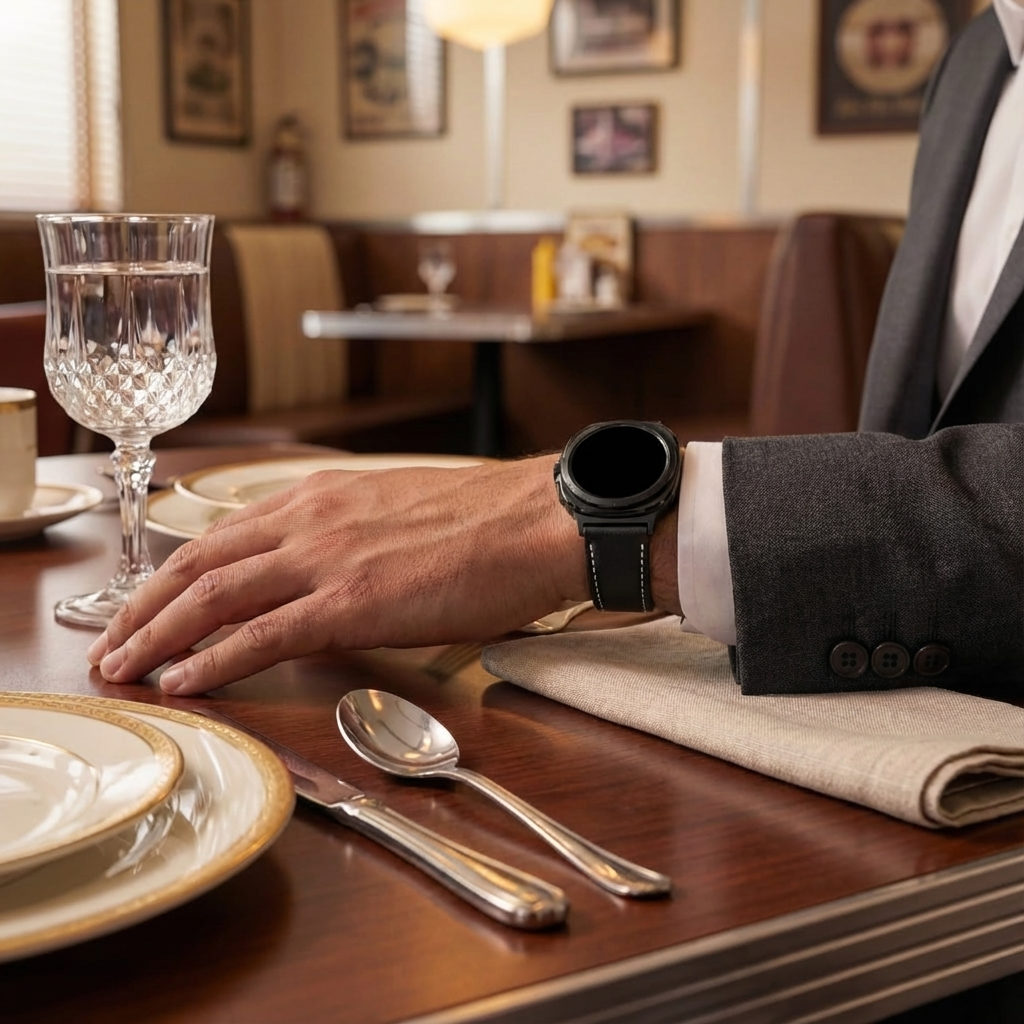 Samsung Galaxy Watch Ultra Buckled Leather Strap (Black)