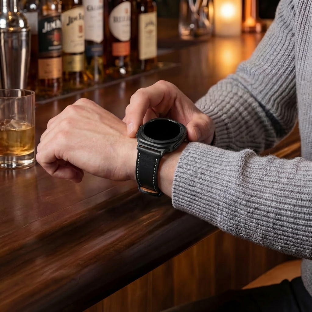 Samsung Galaxy Watch Ultra Buckled Leather Strap (Black)