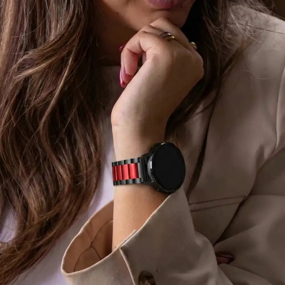 Samsung Galaxy Watch 7 - 40mm Steel Strap Perfect Fit (Black-Red)