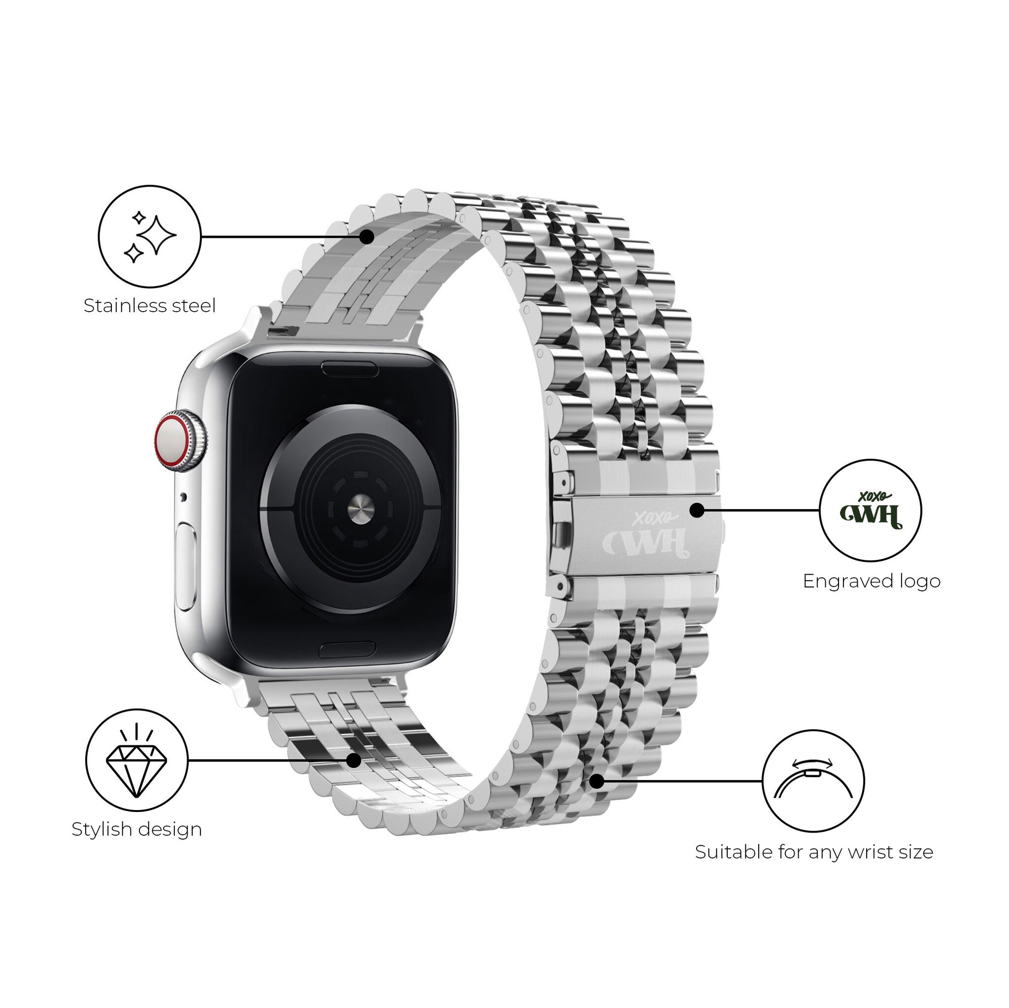 xoxo Wildhearts Apple Watch Steel Strap (Silver)