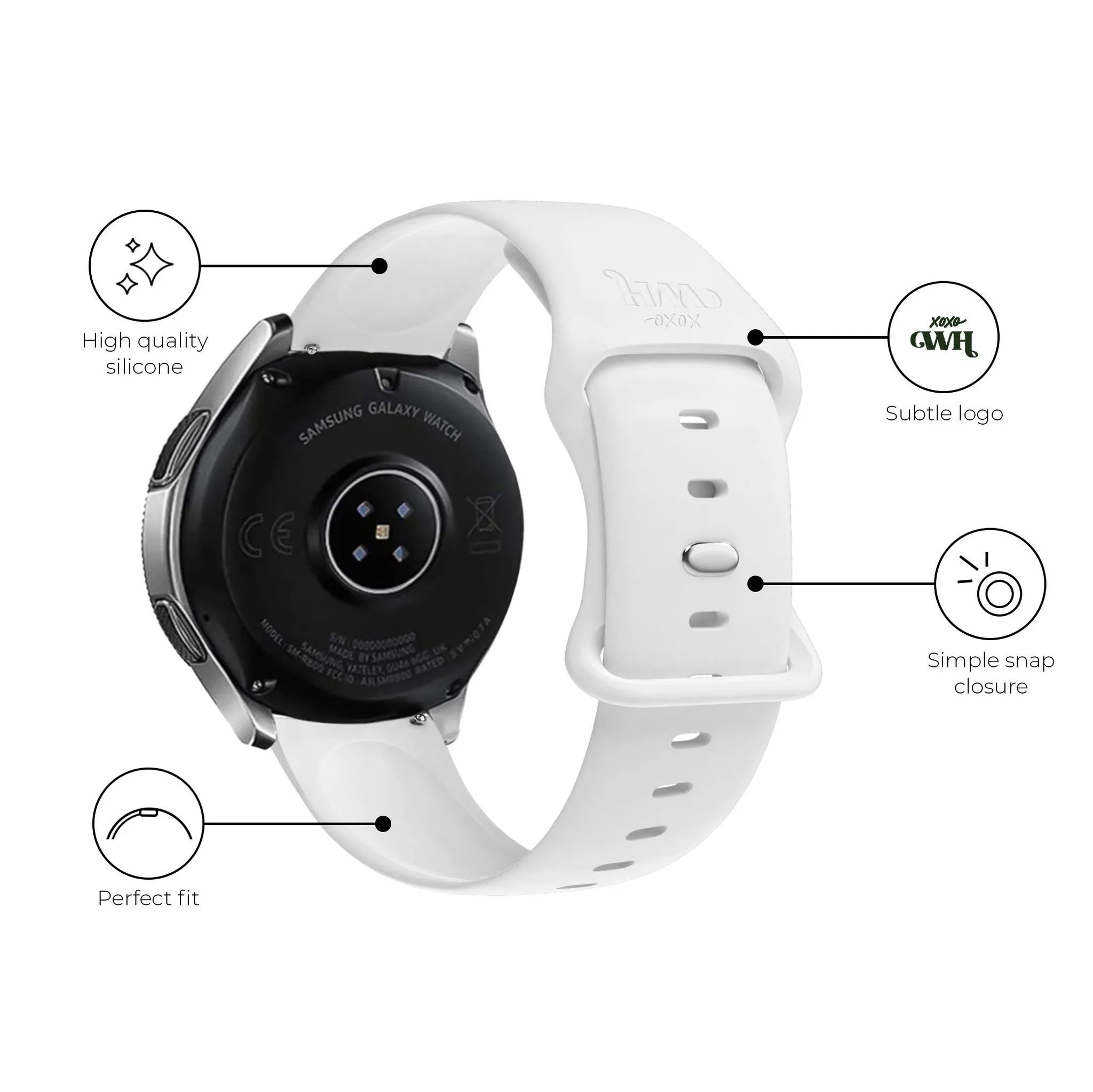 xoxo Wildhearts Fossil Gen 6 44mm Silicone Strap (White)