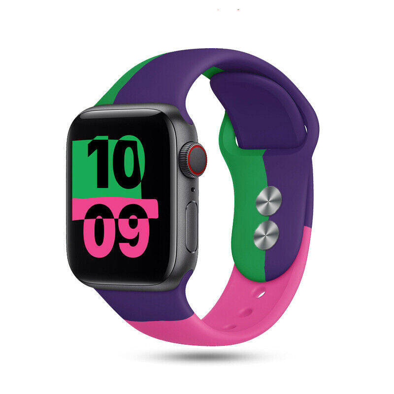 Apple Watch Silicone Strap Triple Purple Green Pink