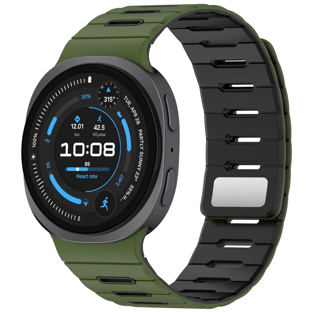 Samsung Galaxy Watch 8 - 40mm Magnetic Silicone Strap (Army Green/Black)