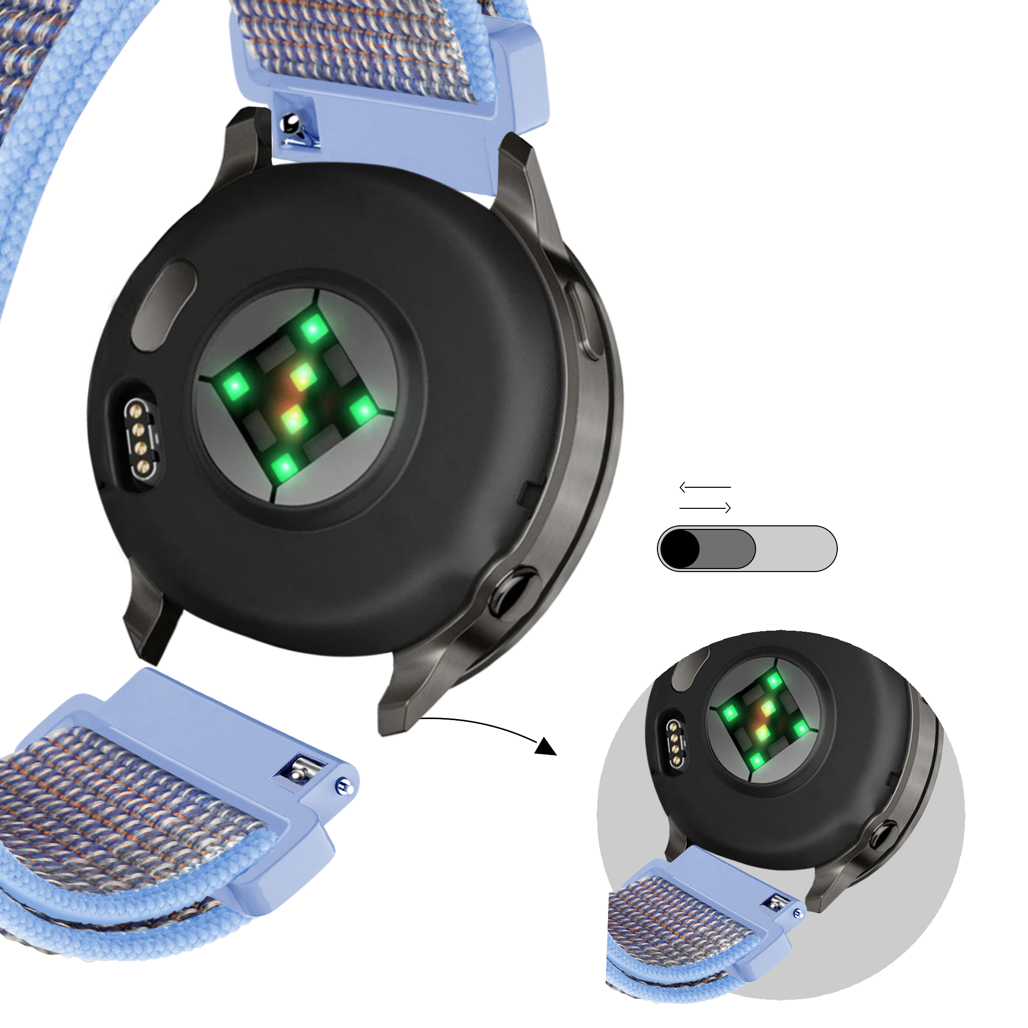 Bandz Garmin Approach J1 Nylon Loop Strap (Azure Blue)