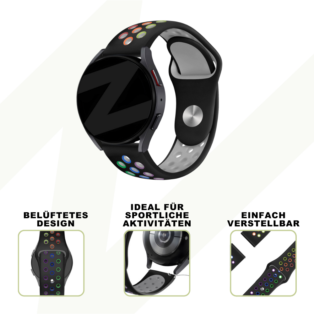 Bandz Coros Apex 42mm Sport Strap 'Deluxe' (Black/Rainbow)