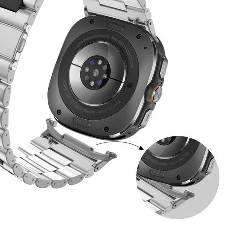 Bandz Samsung Galaxy Watch Ultra 2 Steel Link Strap 'Deluxe' (Silver/Black)
