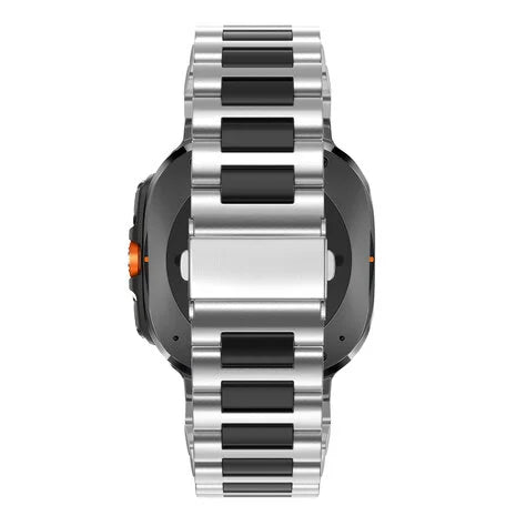 Bandz Samsung Galaxy Watch Ultra 2 Steel Link Strap 'Deluxe' (Silver/Black)