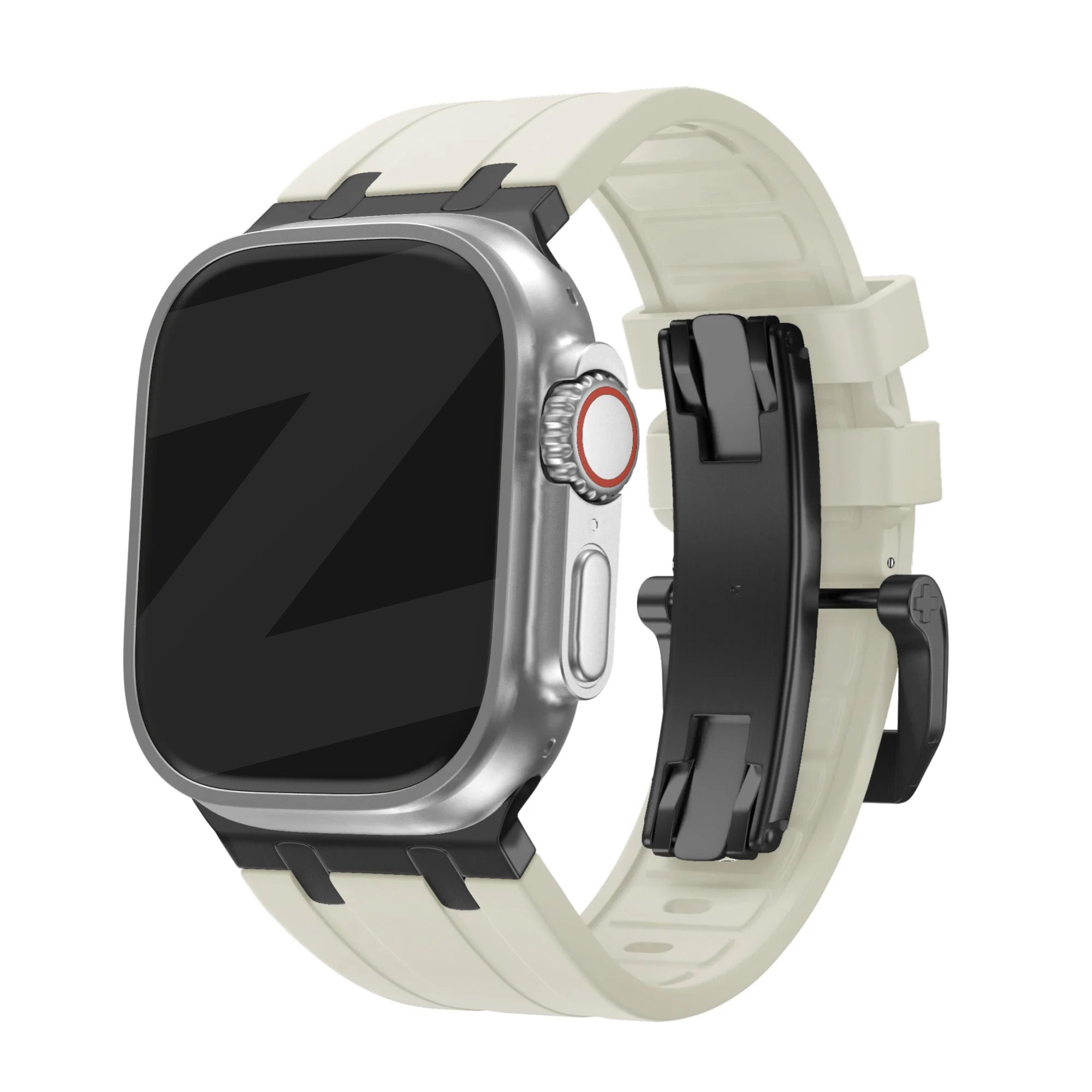 Bandz Apple Watch Silicone Strap 'Luxe Liquid' (Beige With Black)