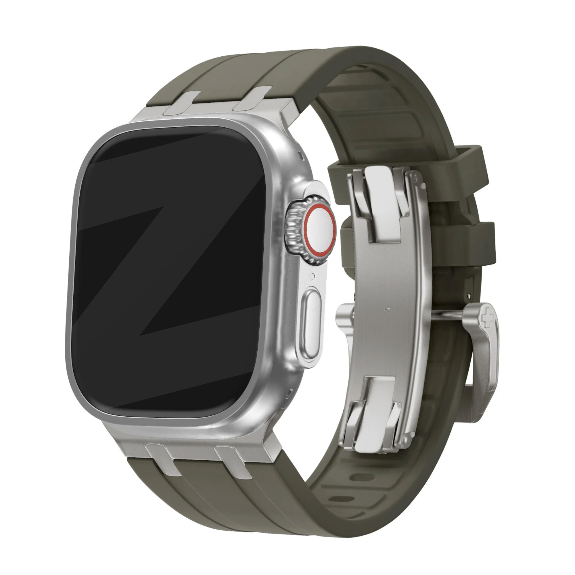 Bandz Apple Watch Silicone Strap 'Luxe Liquid' (Brown With Titanium)