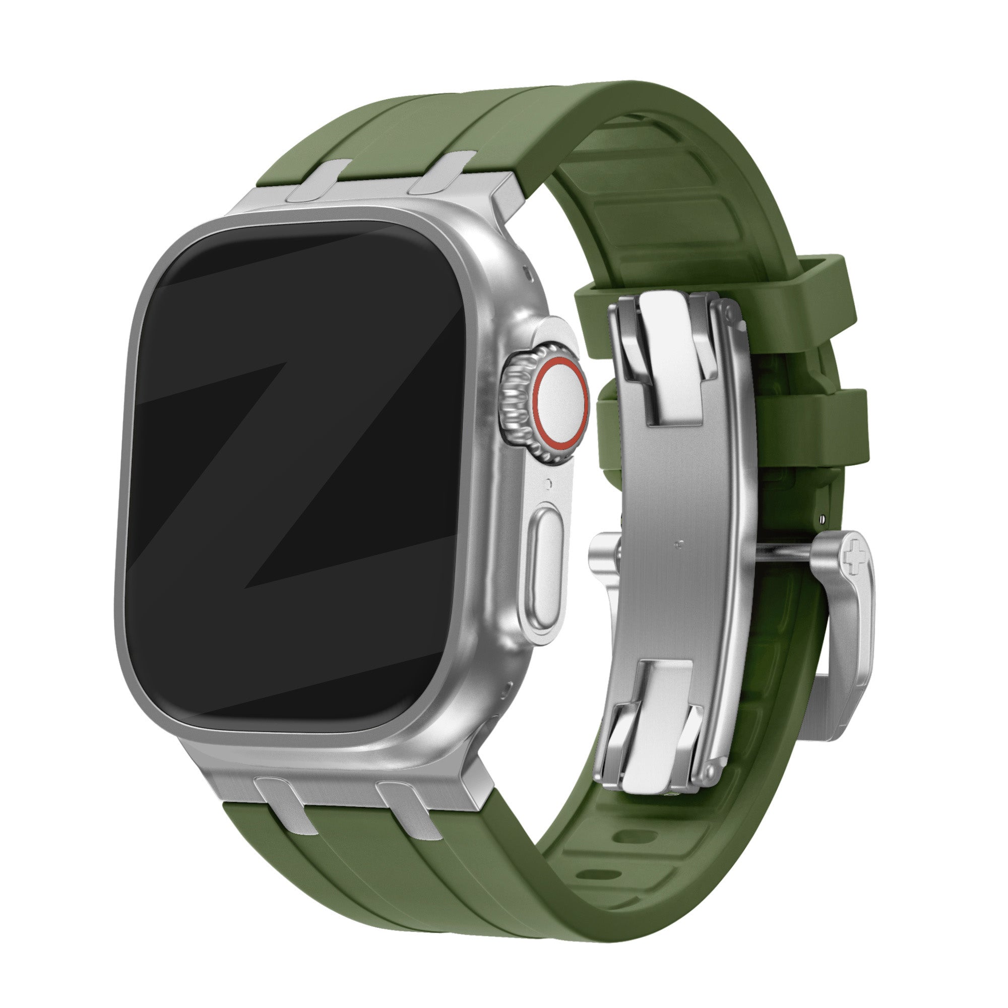 Bandz Apple Watch Silicone Strap 'Luxe Liquid' (Green With Silver)