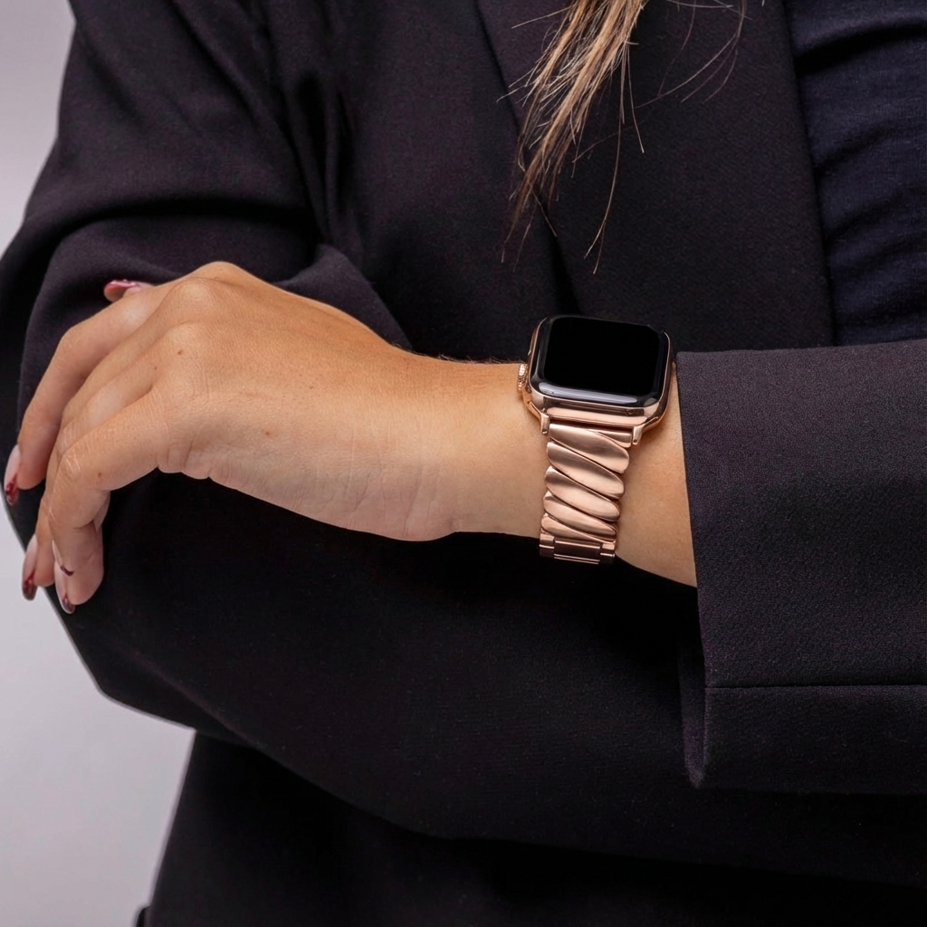 Bandz Apple Watch Premium Metal Strap 'Twisted' (Rose Gold)