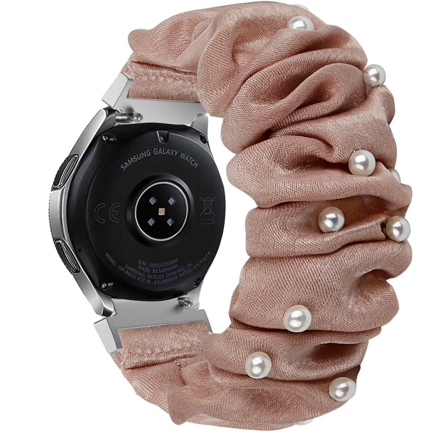 Samsung Galaxy Watch 6 - 40mm Scrunchie Strap (Beige with Pearls)