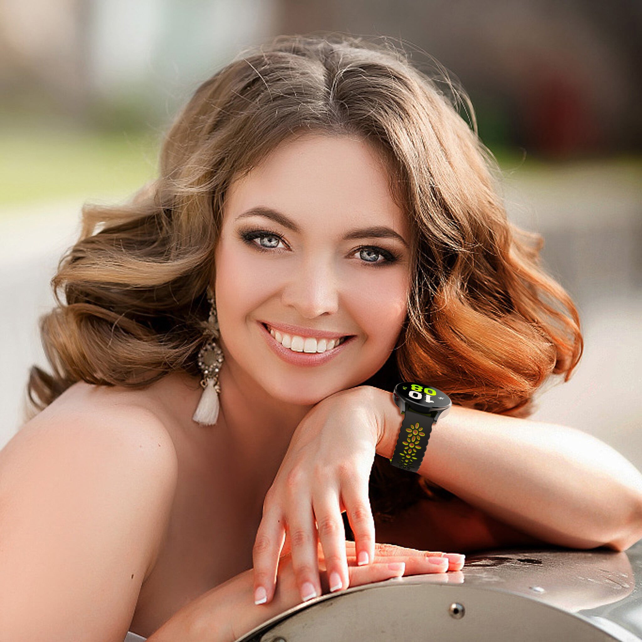 Amazfit Bip U (Pro) Patterned Silicone Strap (Black/Green)