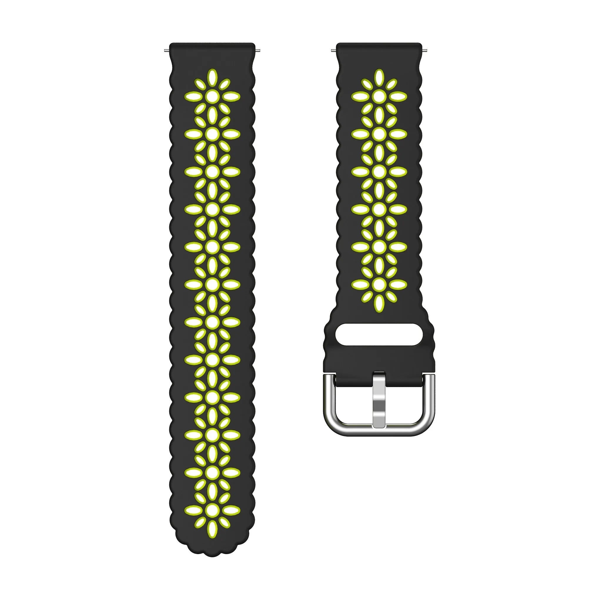 Coros Pace 2 Patterned Silicone Strap (Black/Green)