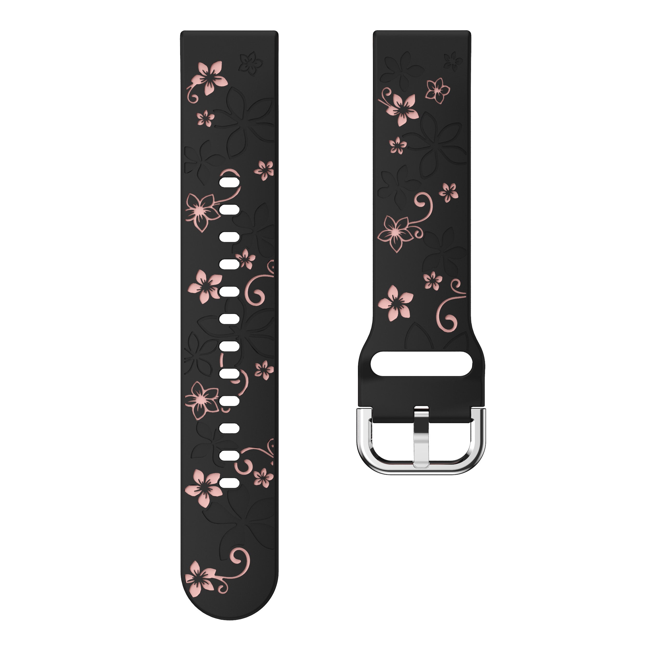 Amazfit GTS 4 Flower Silicone Strap (Black/Light Pink)