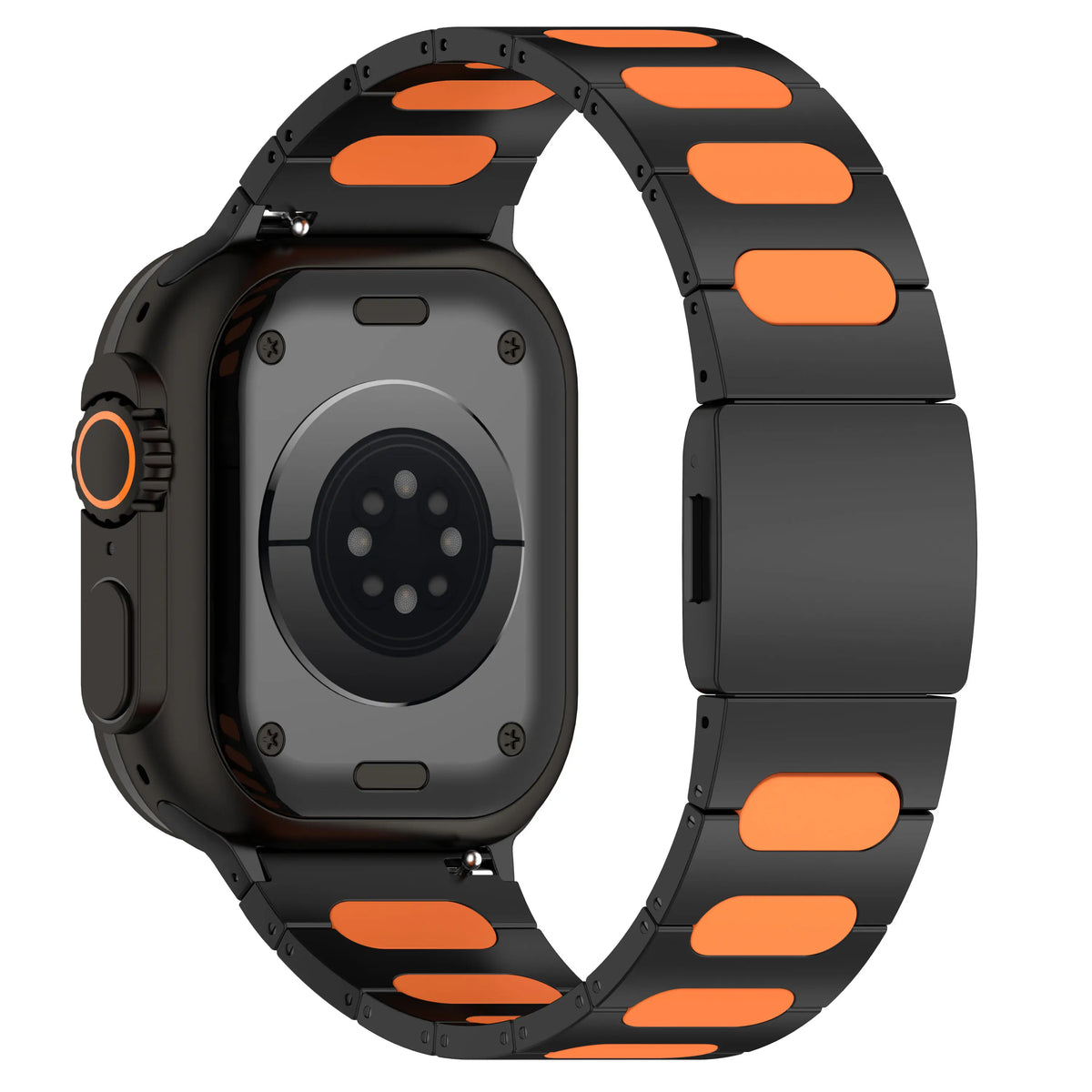 Apple Watch Refined Steel Hybrid Strap (Black/Orange)