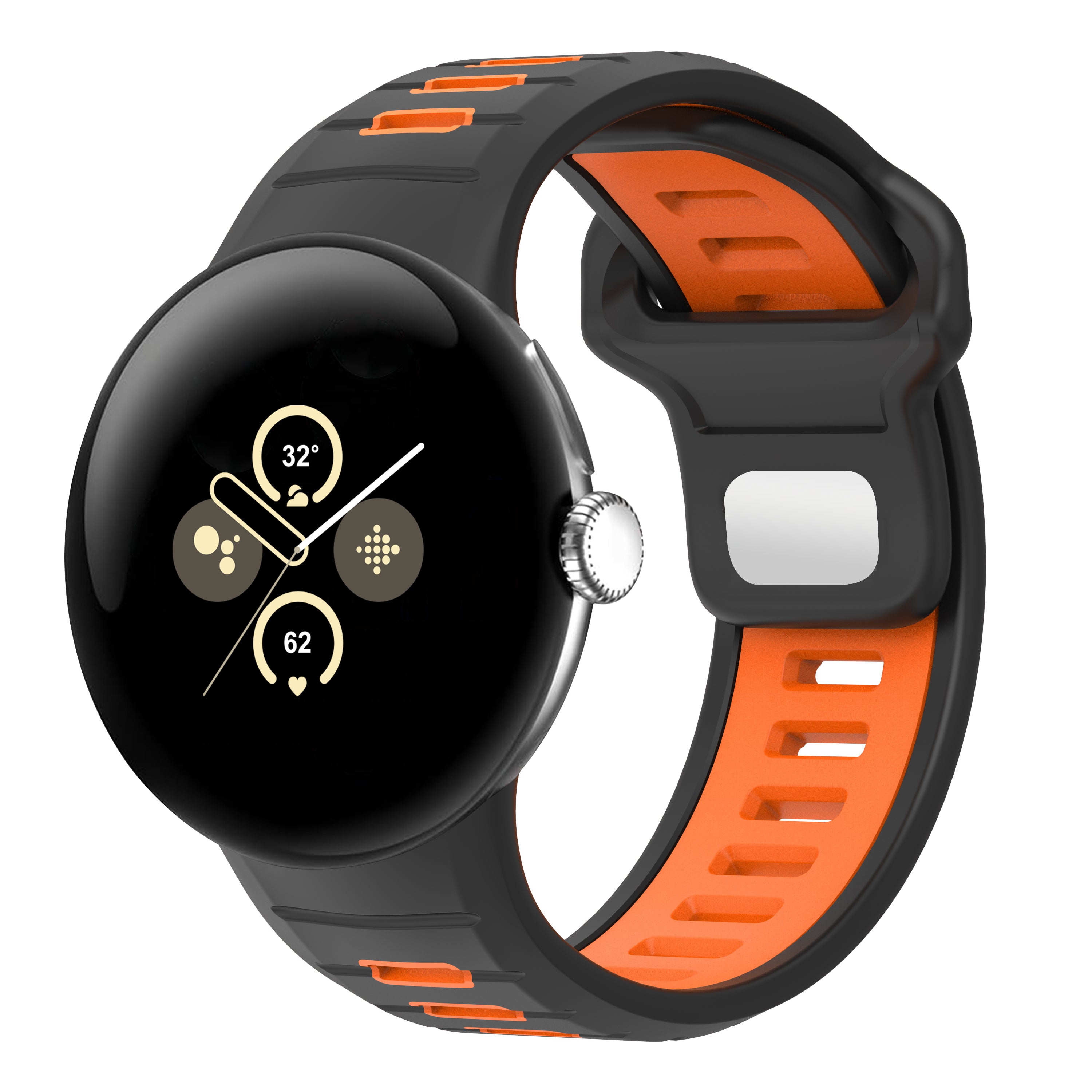 Google Pixel Watch 4 - 45mm Sport Duo Strap (Black/Orange)