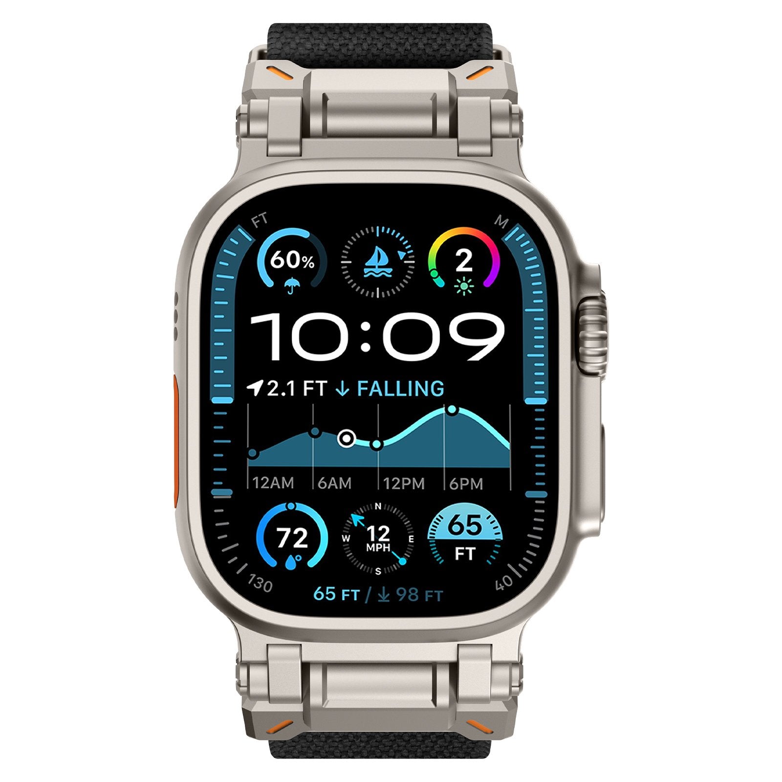 Apple Watch 'Explorer' Polyester Strap (Black met Titanium)