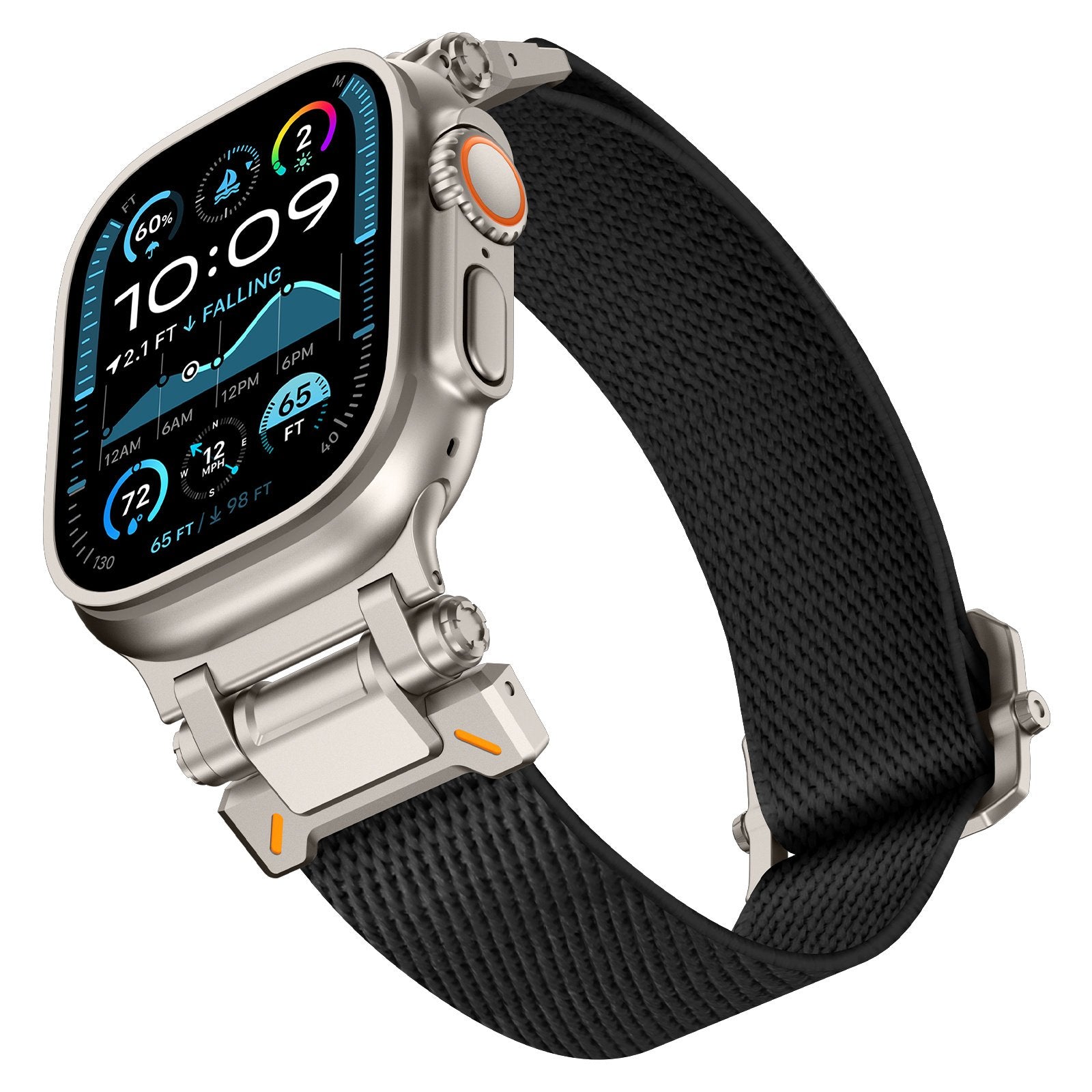Apple Watch Ultra Polyester Explorer Strap (Black with Titanium)