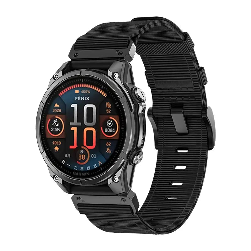 Garmin Quatix 8 Pro - 47mm Premium Buckled Nylon Strap (Black)
