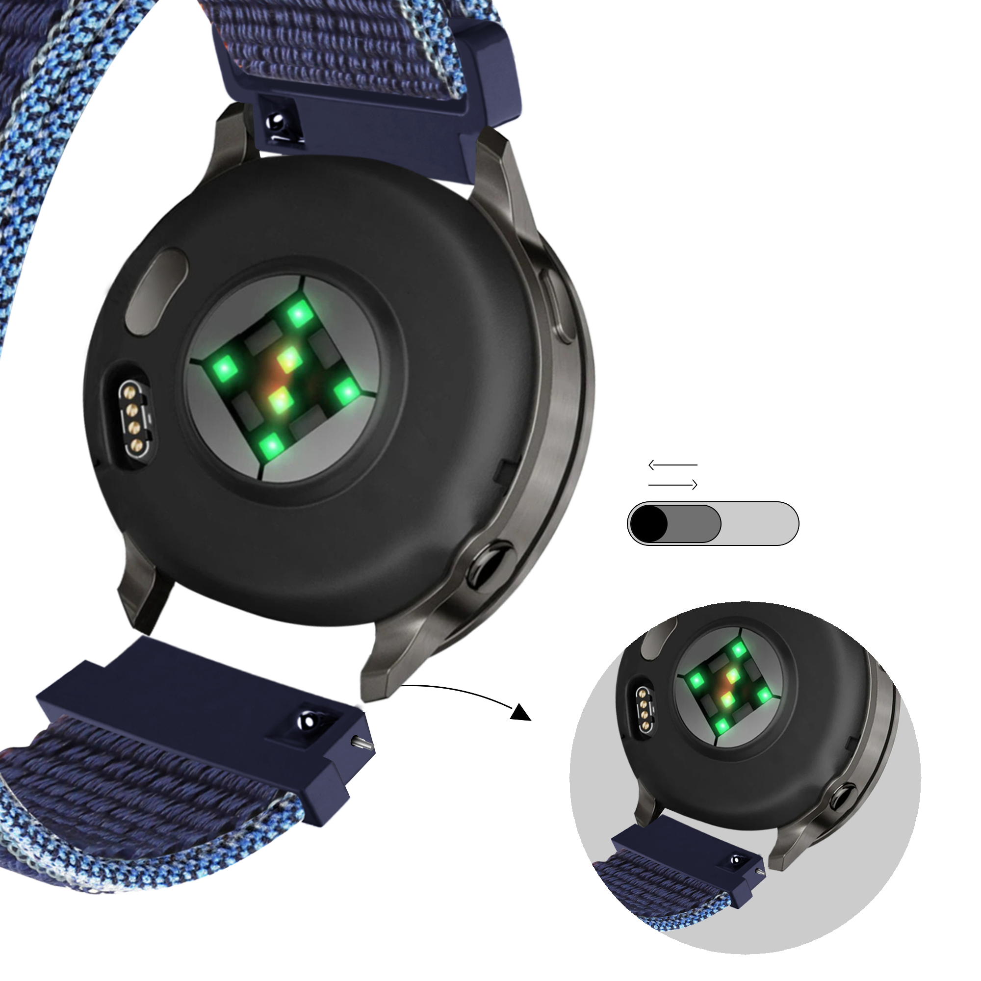 Bandz Garmin Vivomove 3s Nylon Loop Strap (Dark Blue Mix)