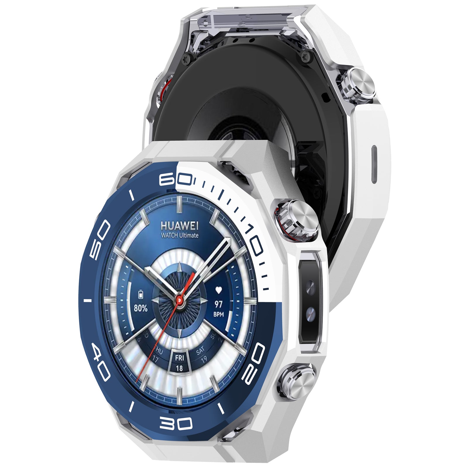 Huawei Watch Ultimate 2 PC Case with Glass (White/Blue)