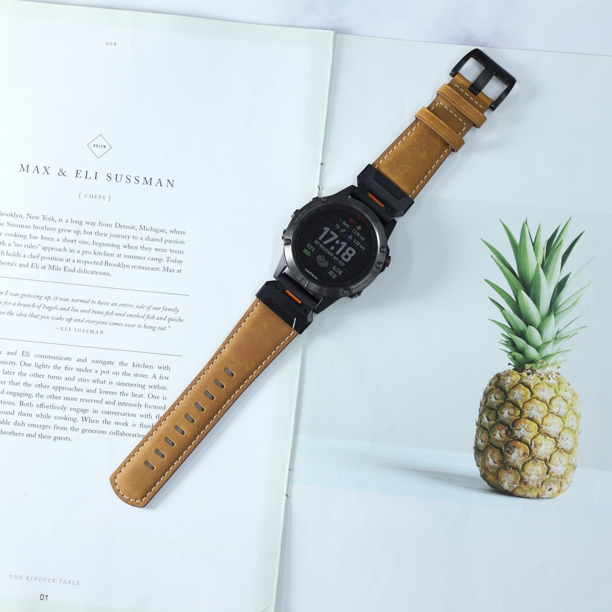 Garmin Forerunner 970 Genuine Leather Strap (Brown)