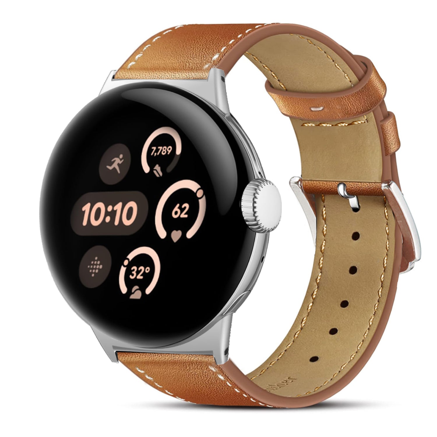Google Pixel Watch 3 - 45mm Modern Leather Strap (Brown)