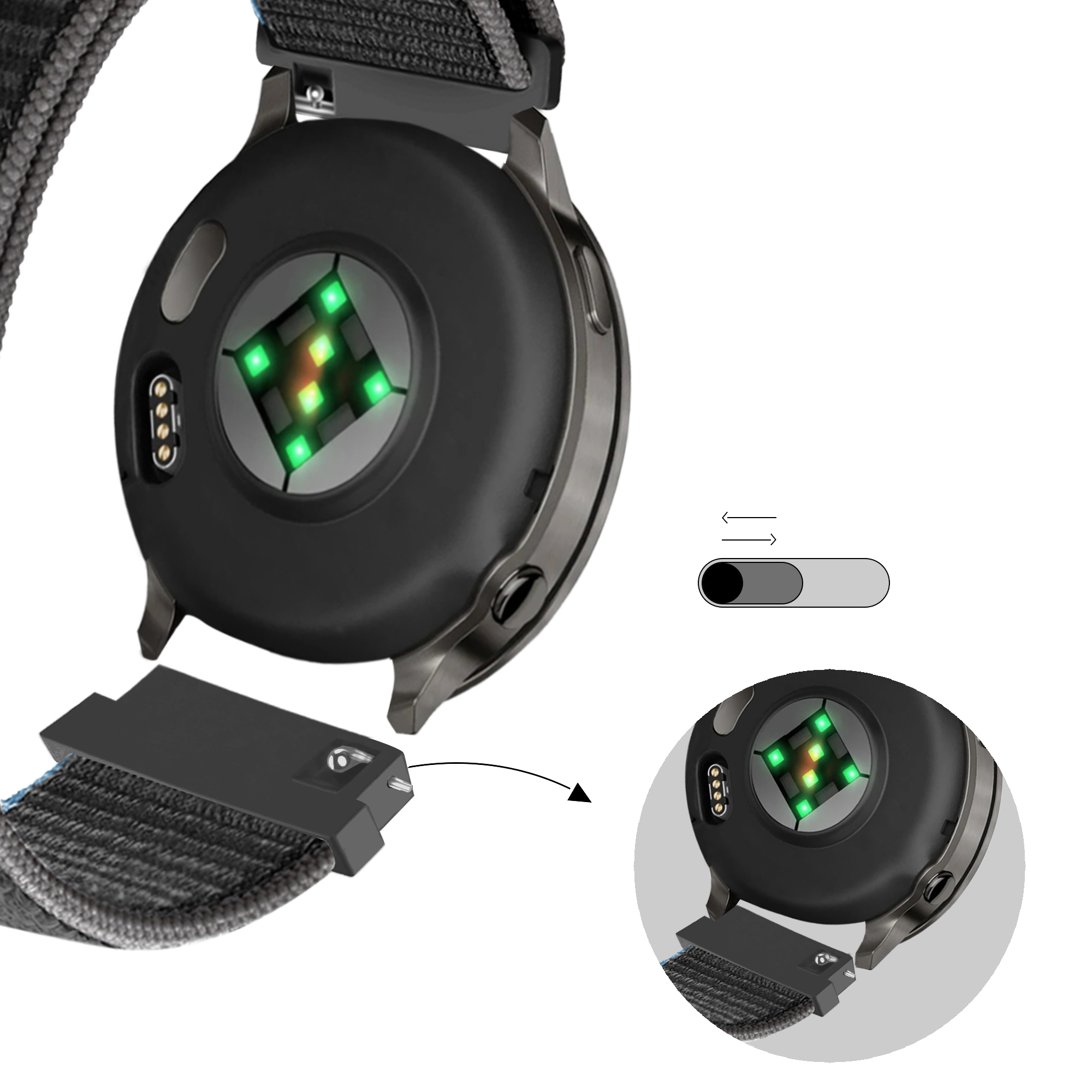 Bandz Garmin D2 Air X15 Nylon Loop Strap (Charcoal)