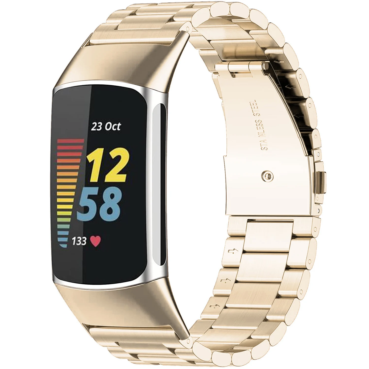 Fitbit Charge 5 Steel Strap Champagne