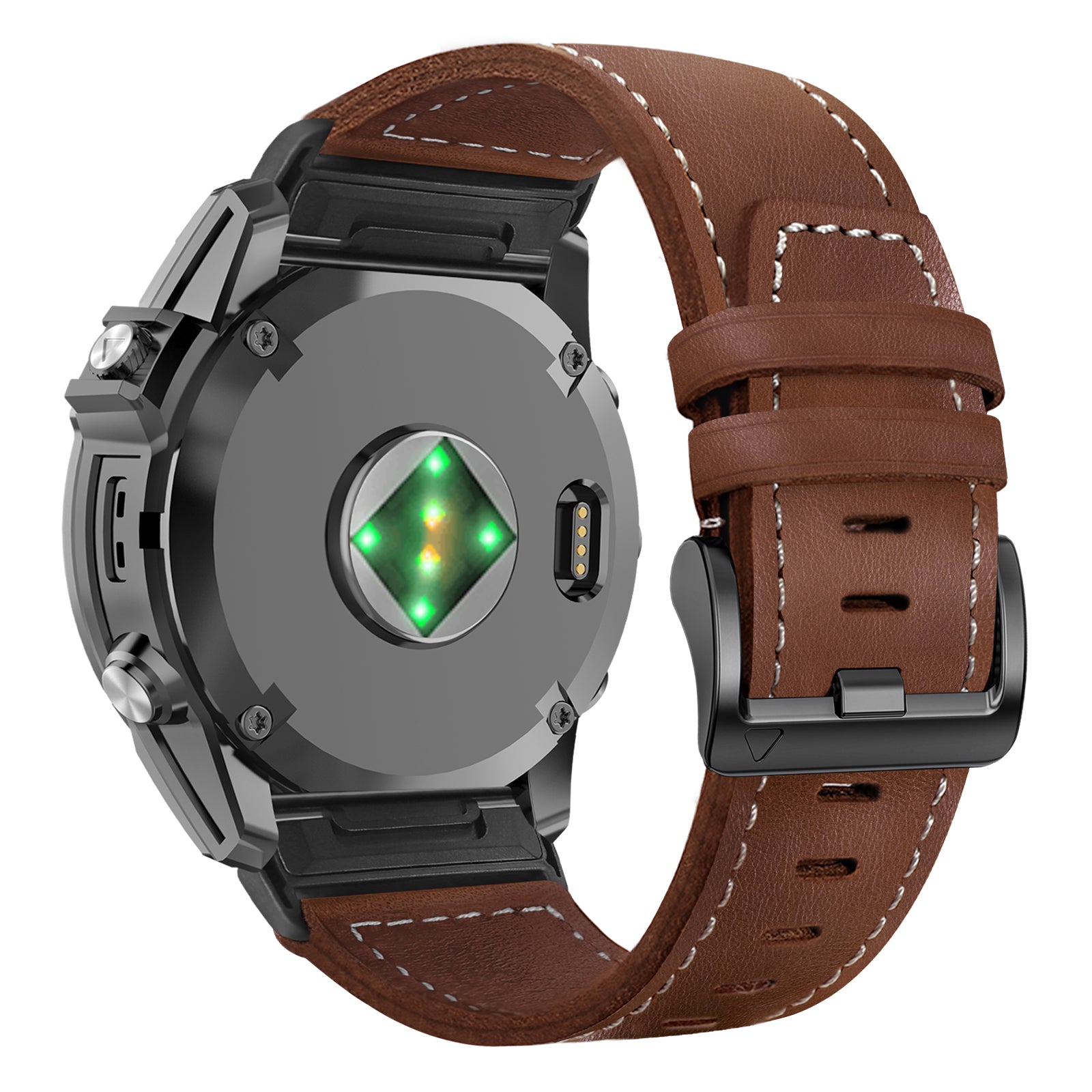 Garmin Instinct 3 - 45mm Premium Leather Strap (Dark Brown)