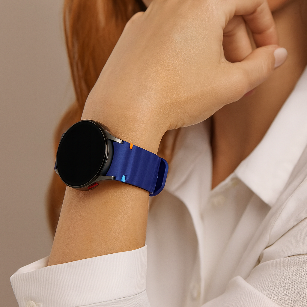 Bandz Samsung Galaxy Watch 4 44mm Wave Strap 'Easy Fit' (Dark Blue)