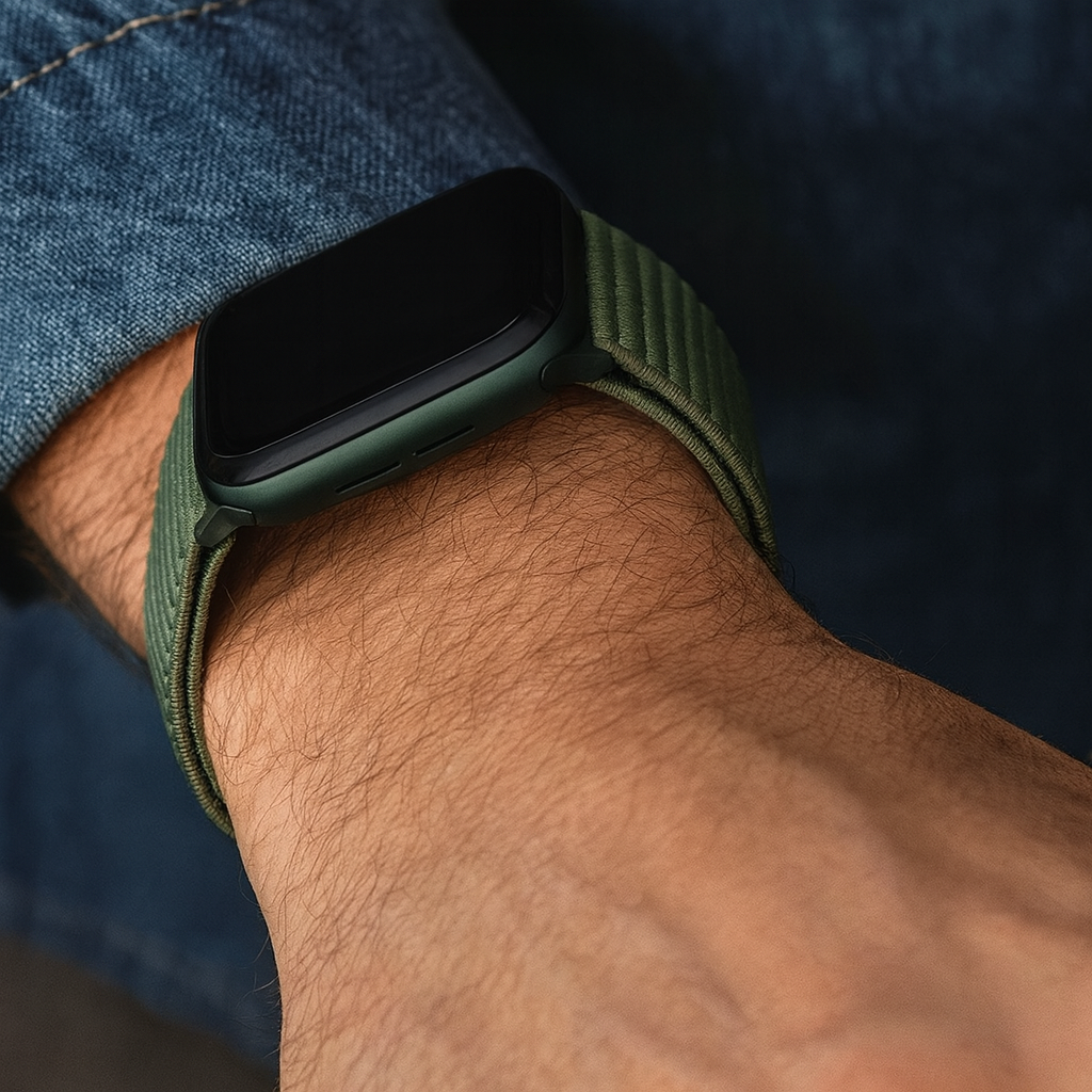 Strap-it Apple Watch Wave Nylon Strap (Dark Green)
