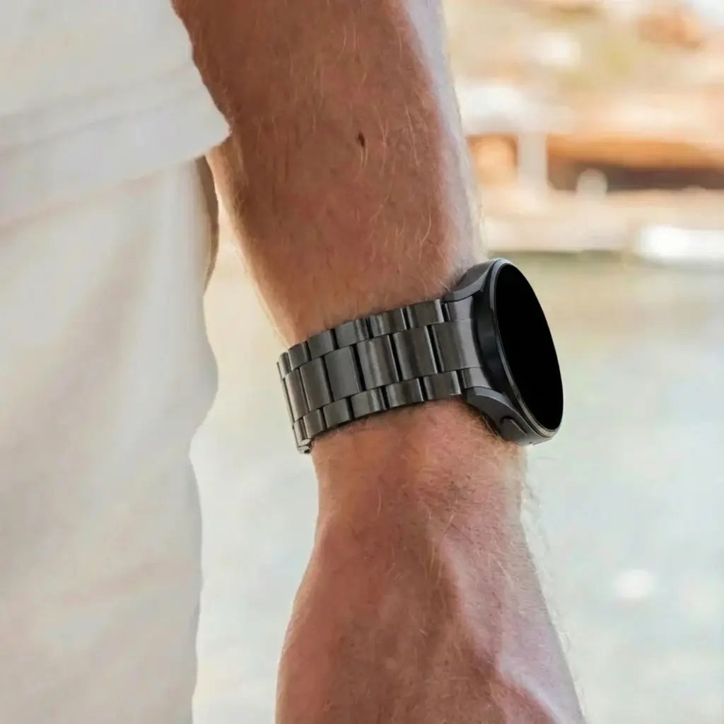 Bandz Samsung Galaxy Watch 7 - 44mm titanium schakel band (zwart)