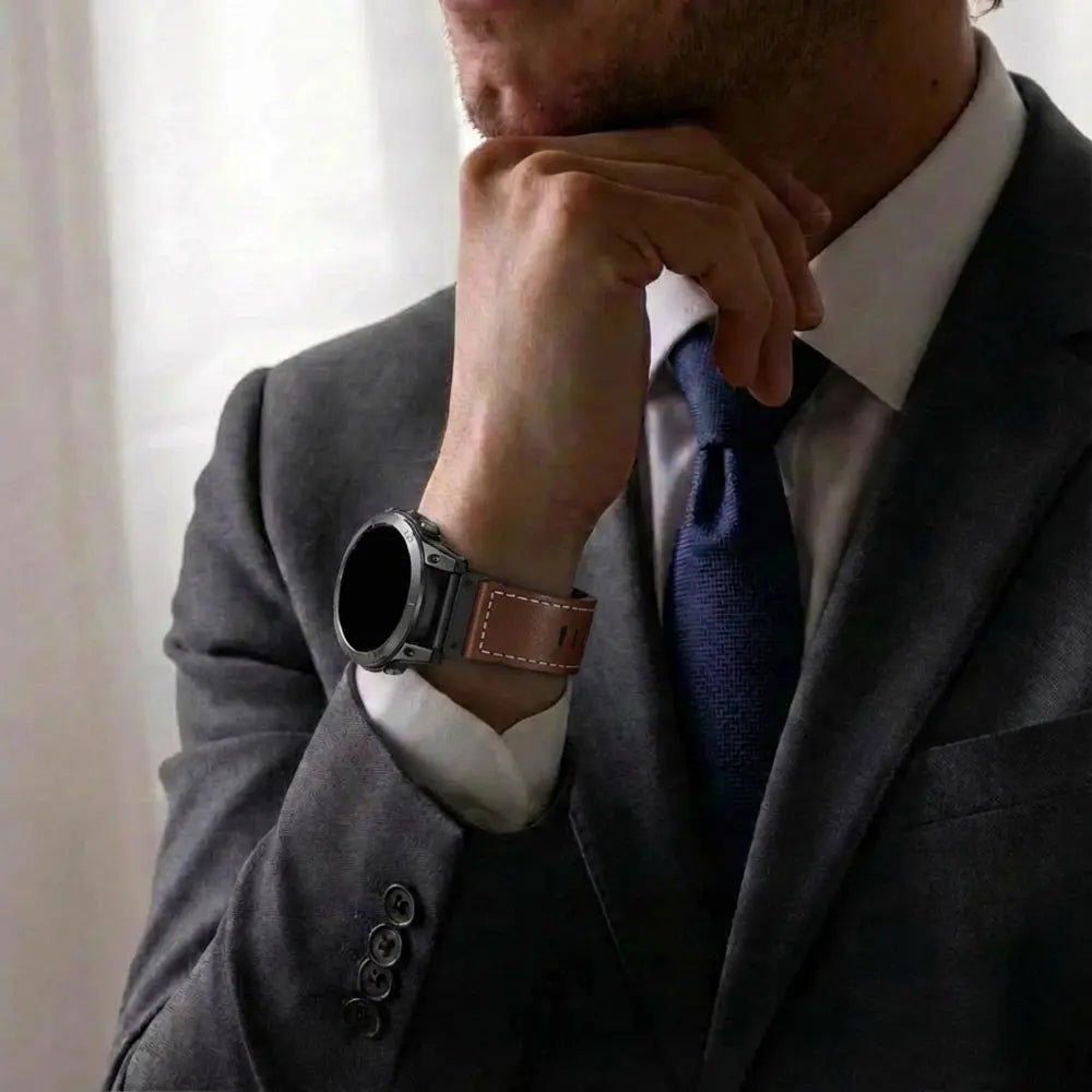 Garmin Quatix 3 / 6x / 7x Solar Premium Leather Strap (Dark Brown)