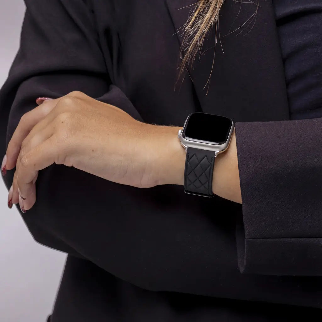 Apple Watch D-buckle siliconen diamond bandje (zwart)