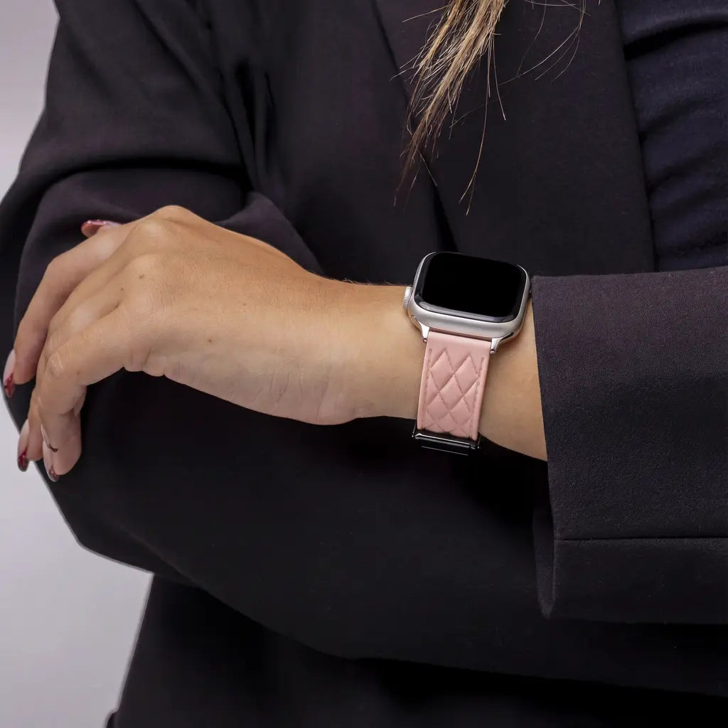 Apple Watch D-buckle siliconen diamond bandje (roze)