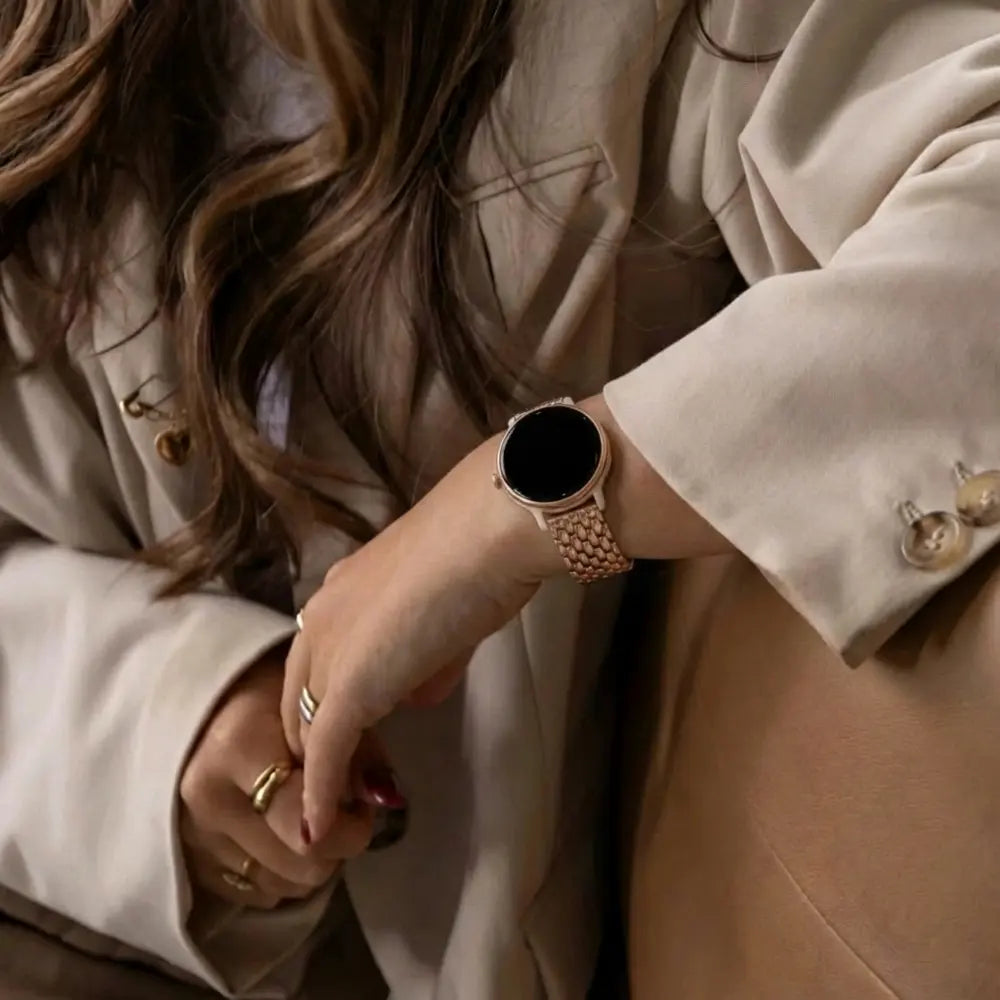 Bandz Garmin Vivoactive 5 stalen band 'Dragon' (rosé goud)