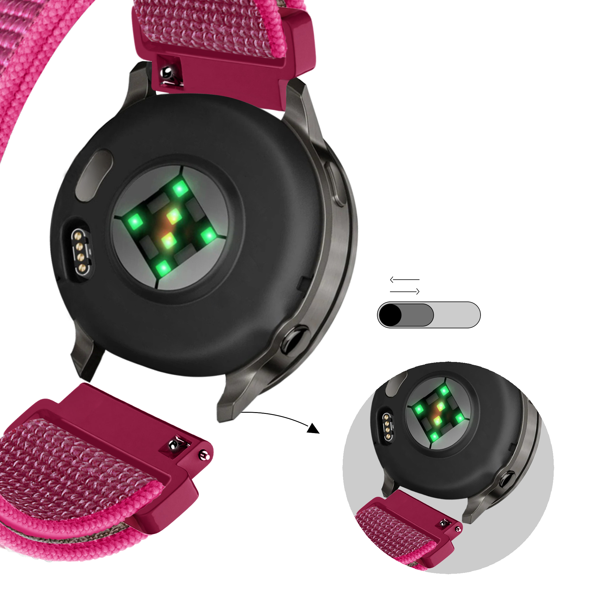 Bandz Garmin Venu 2s Nylon Loop Strap (Dragonfruit)