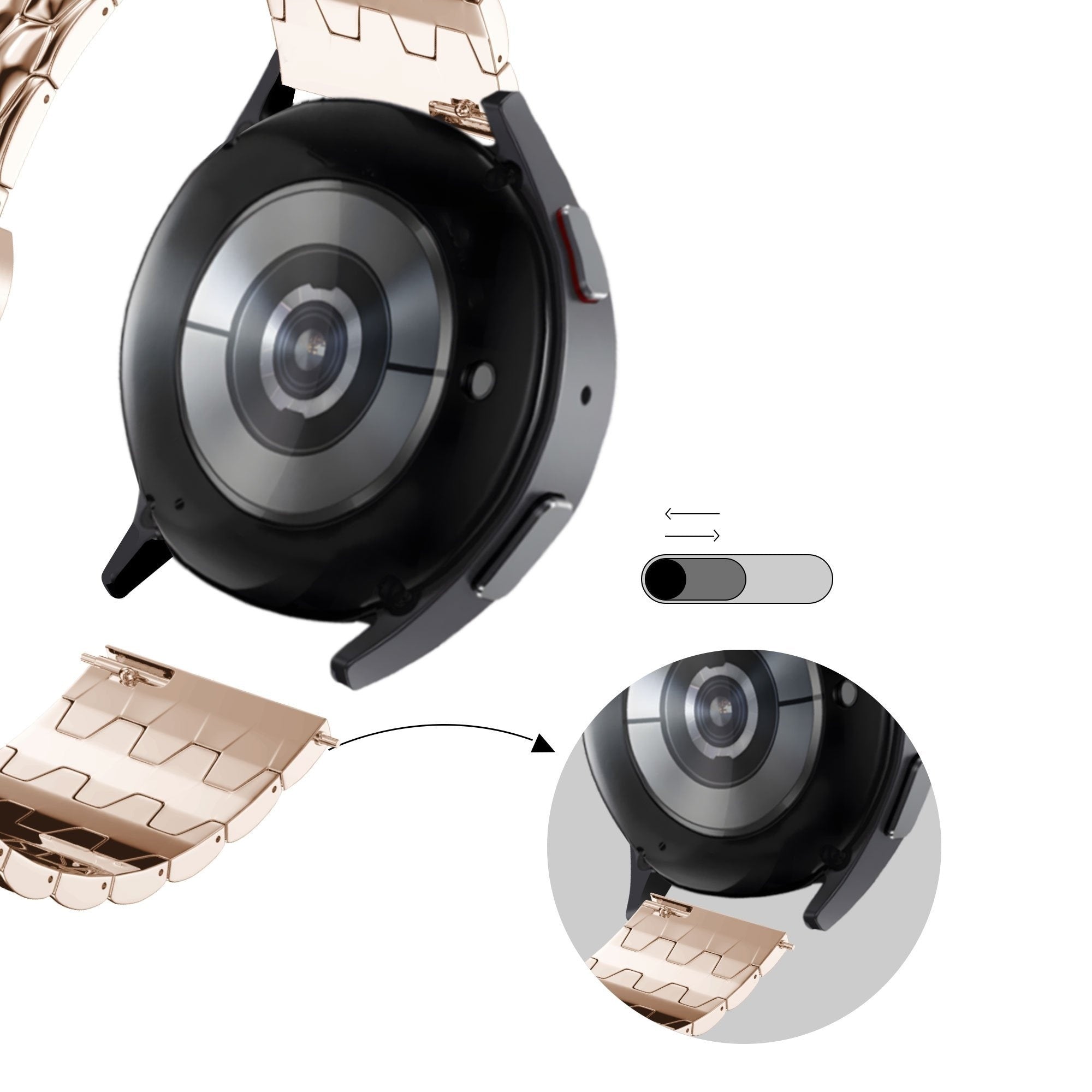 Bandz Garmin Forerunner 570 - 42mm Steel Strap 'Dragon' (Rose Gold)