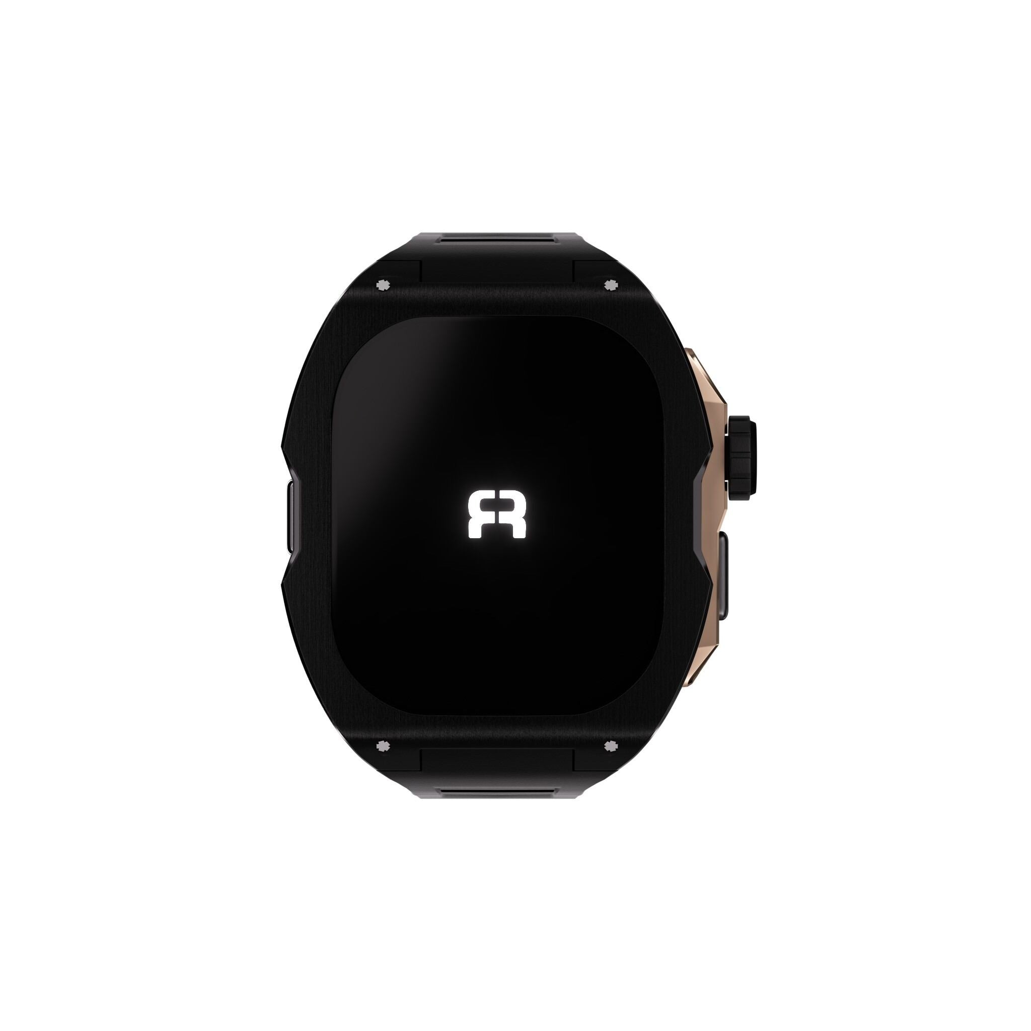 Reqior Apple Watch Ultra Case with Rubber Strap (Black/Rose Gold)