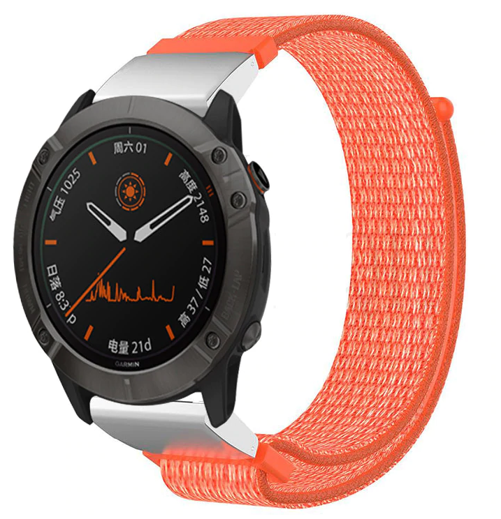 Garmin Fenix 5 Plus 6 Pro Nylon Strap Orange